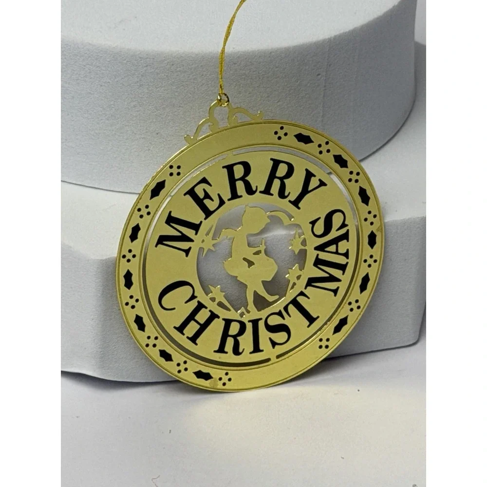 Christmas Ornament Gold Tone Metal 3D Merry Christmas Joyeux Noel